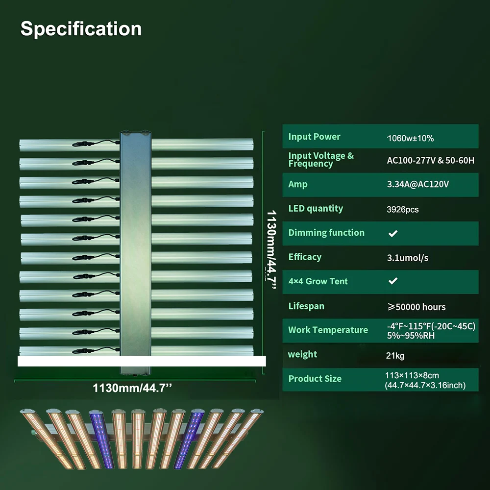 2024 New LED Grow Lights Diodes Deeper Penetration Dimmable Full Spectrum Grow Lighting With dimmer detachable Indoor Plants