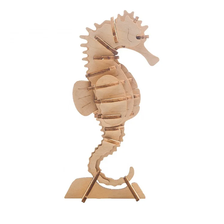 
DIY Sea Horse Educational Assembly Toy 3D Wooden Animal Puzzle 