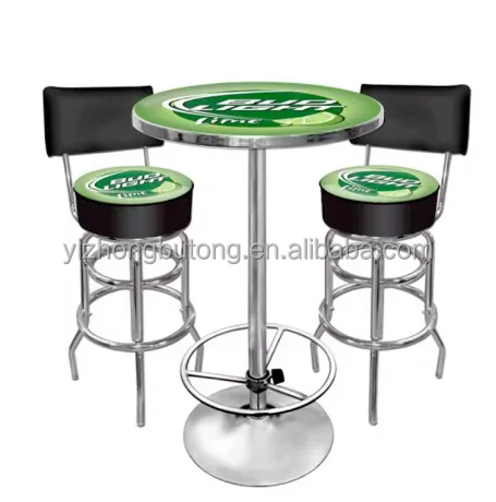 Two-Piece Bar Table Stool Set Durable Metal Furniture for Kitchen Hotel Hall Gym Entry Wine Cellar Supermarket Villa Use
