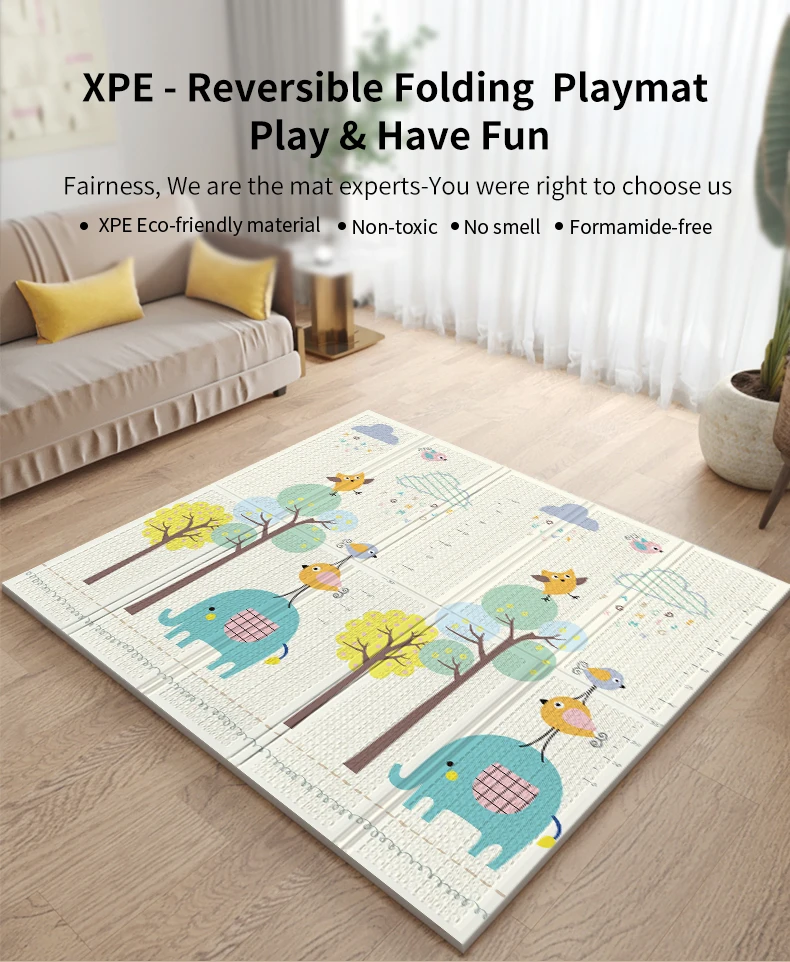 Baby Cotton Play Mat,Playmat Baby Crawling Mat For Floor Baby Mat Large Super Soft Extra Thick (1cm),Plush Surface Foldable