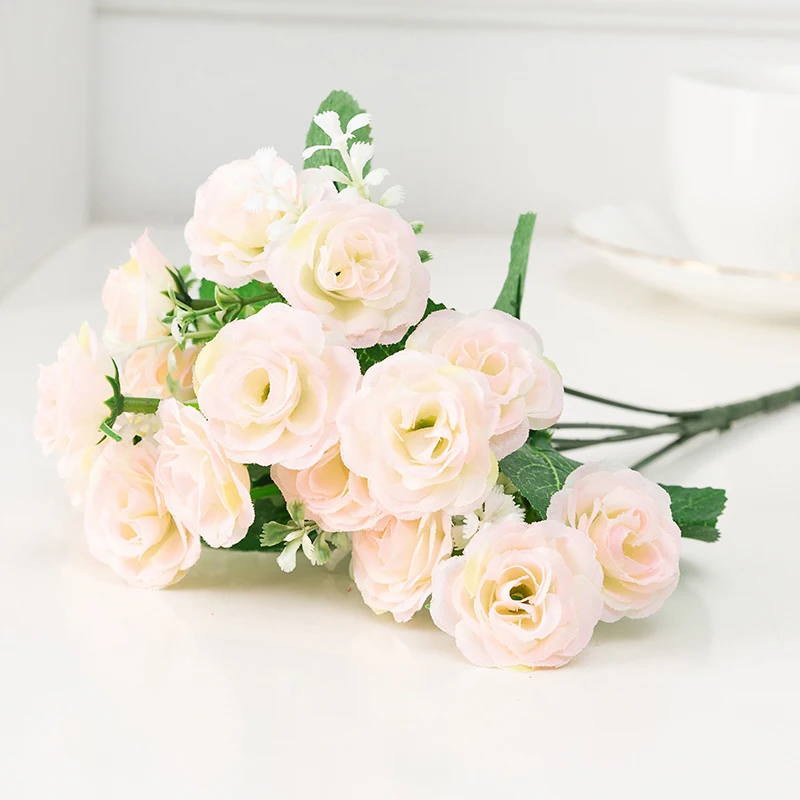 1 Wholesale artificial roses family wedding decoration artificial flower small bouquets home party wedding rose bouquets