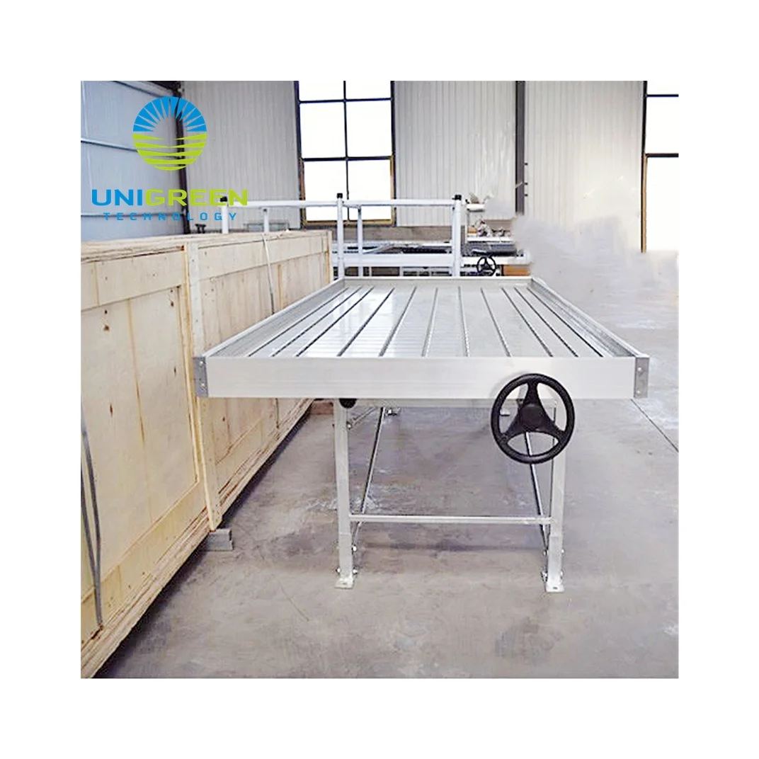 New Customized Agricultural Greenhouse Aluminum Alloy EBB And Movable Flood Rolling Bench With Trays