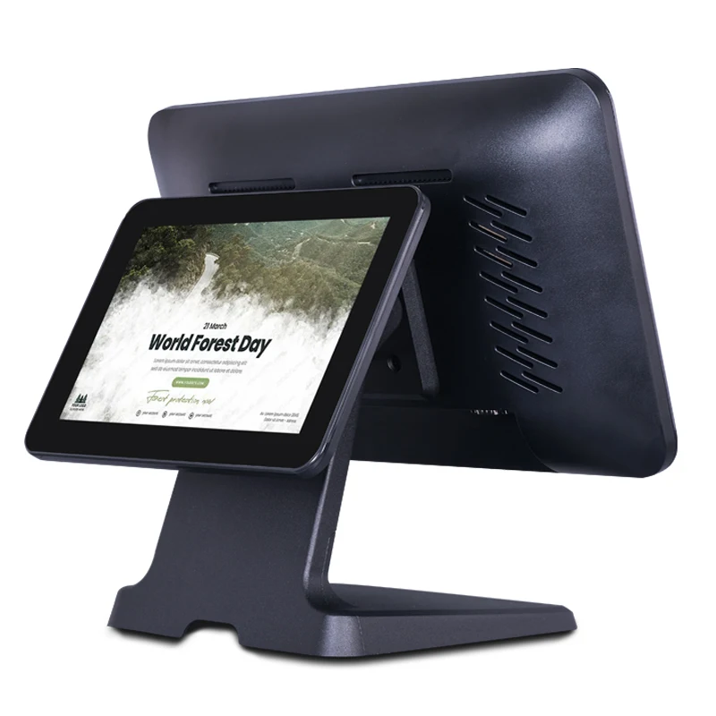 Market Restaurant Retail Dual Touch Screen POS Machine Cash Register Terminal OEM 15.6 + 11.6 inch Cheap POS Systems for Sale