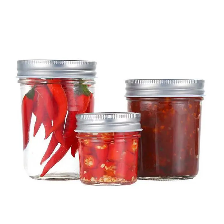 Stock 100ml 200ml 250ml 300ml 400ml 500ml Jam Storage Caviar Glass Jar with Metal Lid