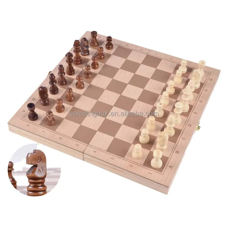 Samding Chess Board Wooden Magnetic Chess Board Custom Checker Board Set