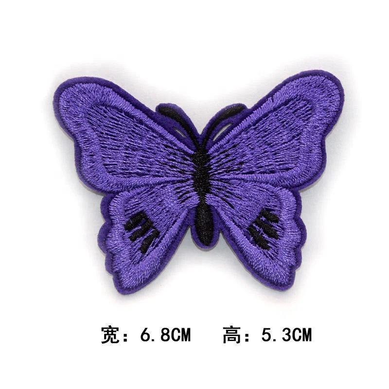 Factory Custom patch alibabass high quality iron on or sewing butterfly embroidered patches for woman skirt