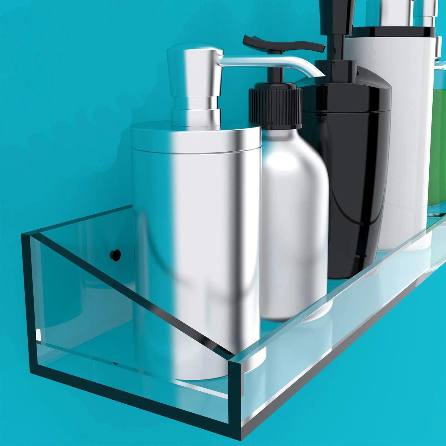 2 pack extra thick  bathroom shelving clear acrylic wall mounted floating shelf