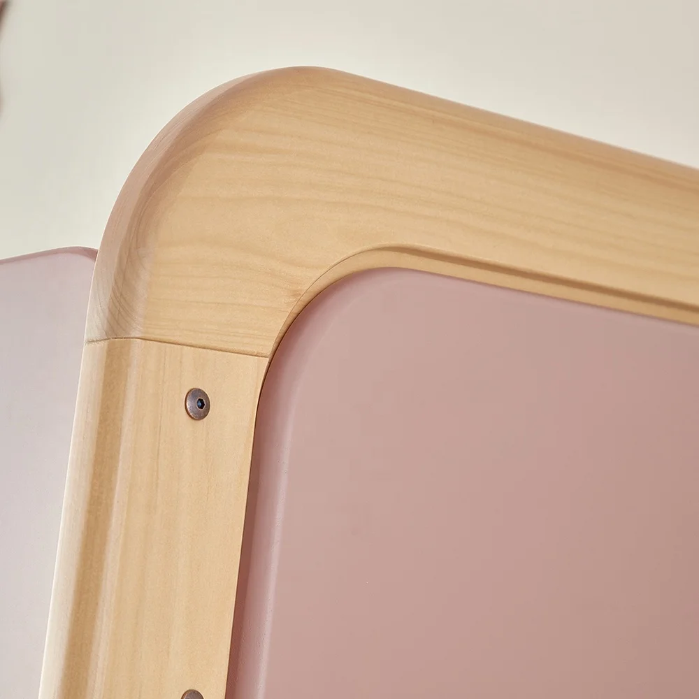 Only B2B Boori Children Furniture Modern Solid Wooden Kids Bunk Bed In Pink Color For 3 Children Teenargers