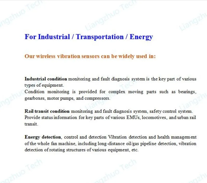 Wireless LORA Vibration Sensors For Monitoring And analysis of Industry, Rail transit, energy surveys etc