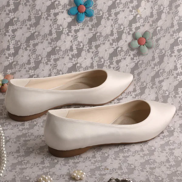 Extra Wide Ballet Wedding Bridal Shoes White