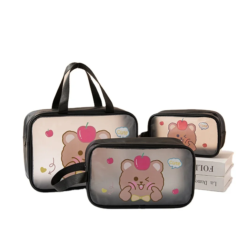 Wholesale Custom logo PVC Transparent Clear Zipper Organizer Cosmetic Bag Travel Toiletry Wash Pouch Bag Waterproof Makeup Bag