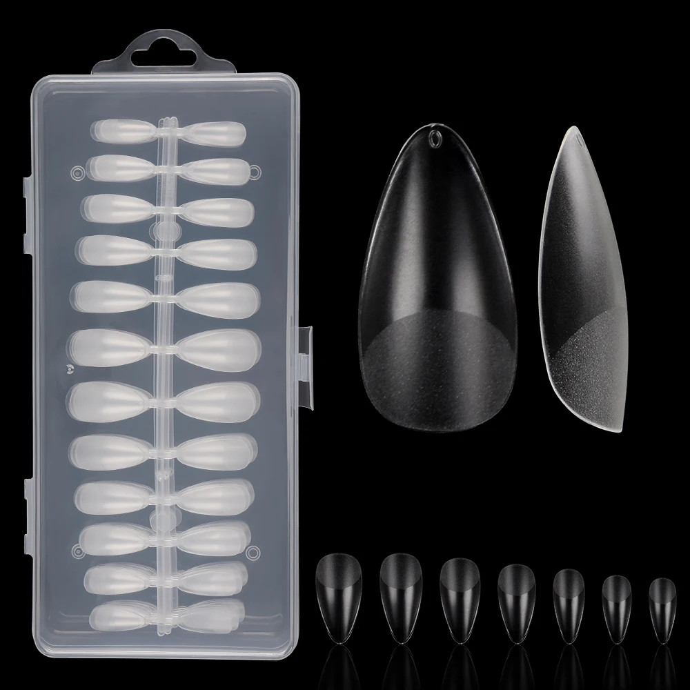 Custom LOGO Full Cover Point Stiletto Matte Short Ballet Dual Form Press On Nails Extension Finger Manicure Nail Tips