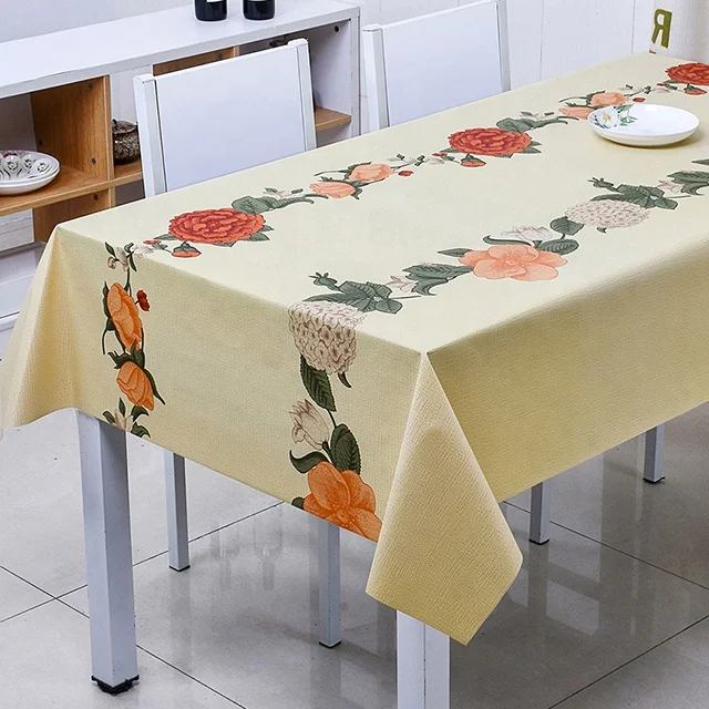 RNPT oilproof waterproof stain-resistant  pvc plastic tablecloth for home holidays party watercolor printed PW94-TR254-1-2