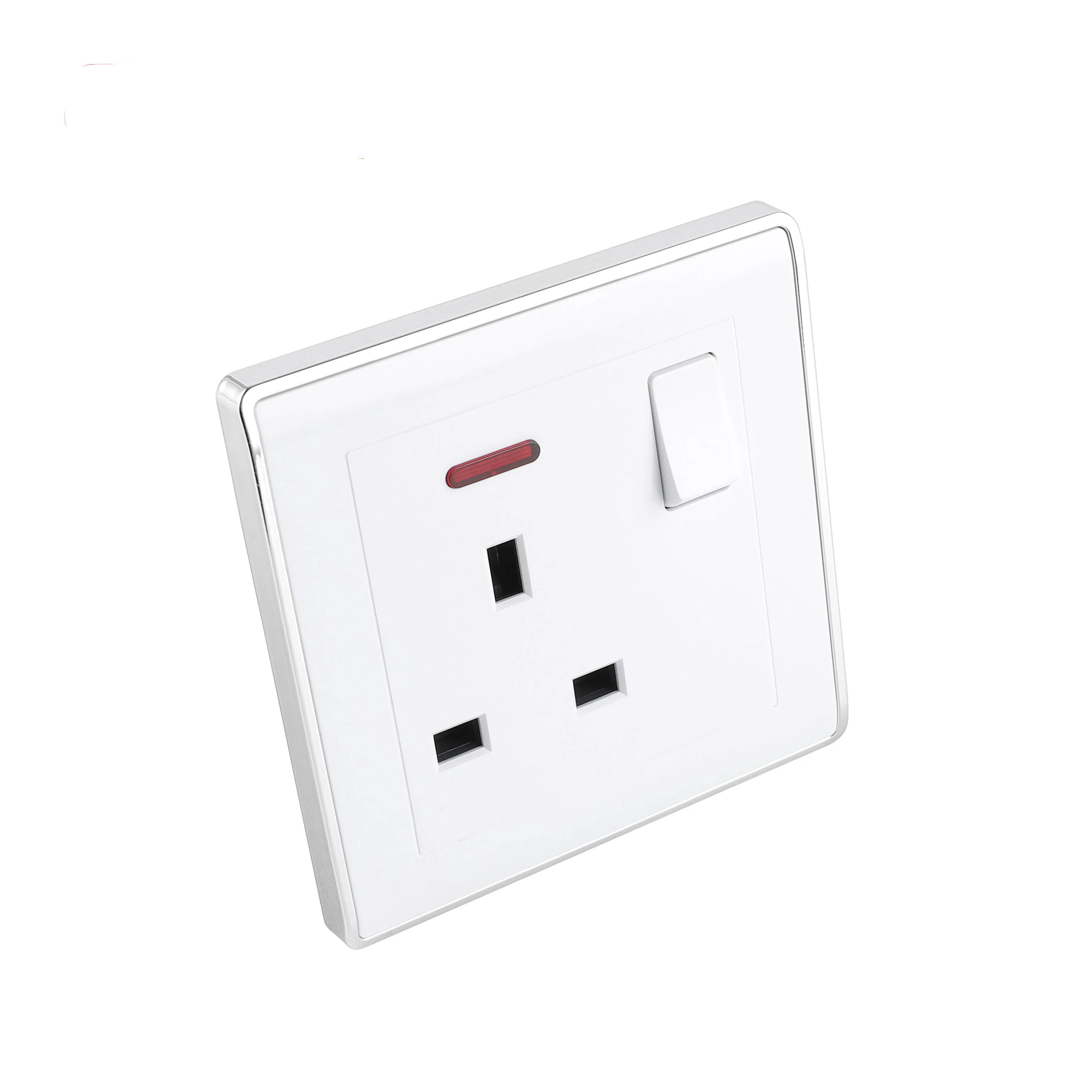 UK Standard Ivory White/Gold Maximum Voltage 220-250V 3 Pin European Safety Plug Socket