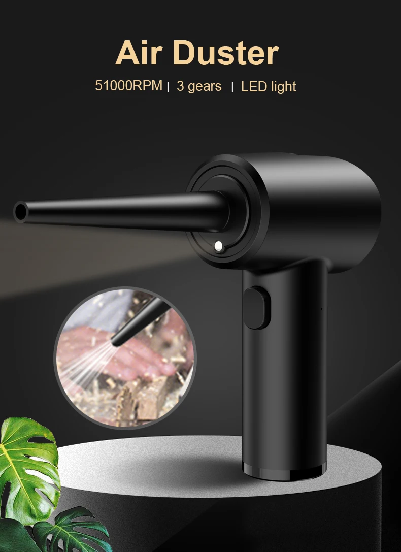 Portable Handheld Electric Blower Duster with Usb Rechargeable Cordless Air Duster Computer And Car Cleaning  For Pc