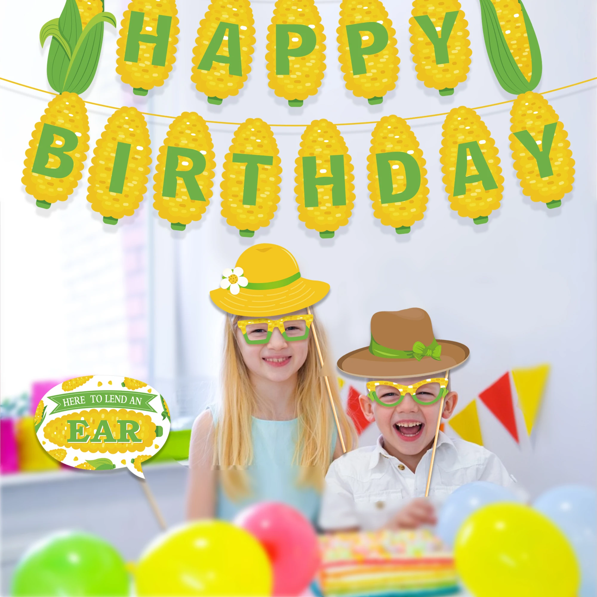 BA390 Custom Corn Printed Harvest Festival Paper Flag Banner for Harvest Festival Party Supplies