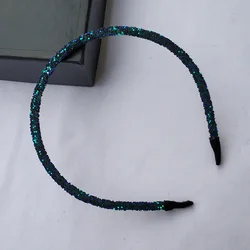Hot Sales Cheap Colorful Bangs Clip Onion Powder Glitter Headband Crystal Rhinestone Sequin Hair Hoop Hair Band Women