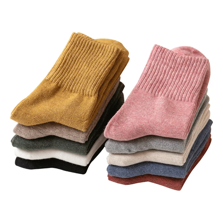 
Solid Color Sports Running Sock Fashion Womens Cotton Black White Casual Plain Woman Socks 