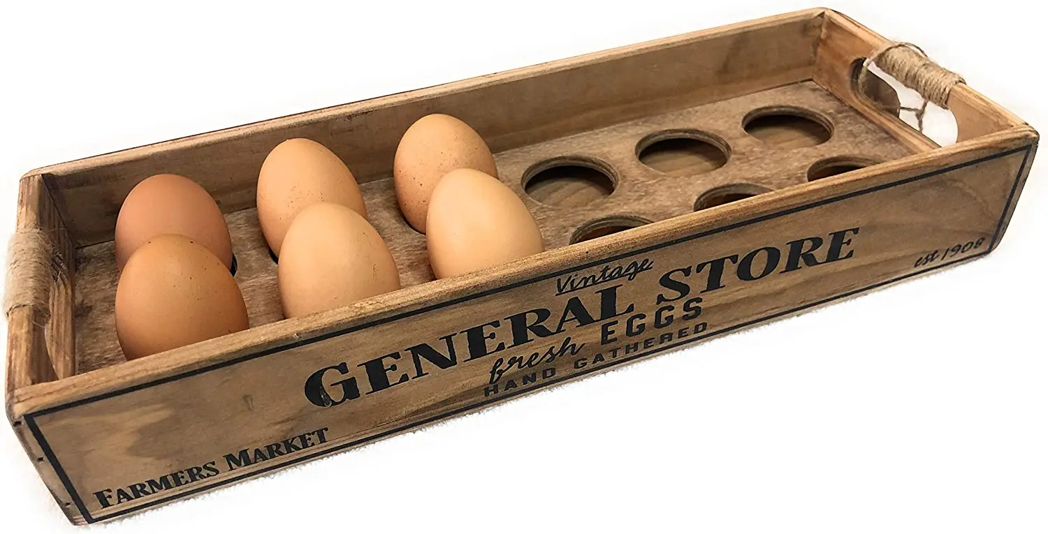 Pine wood Handmade Egg Tray 12 Eggs Usable in Kitchen Refrigerator  for Store and Display Chicken Eggs