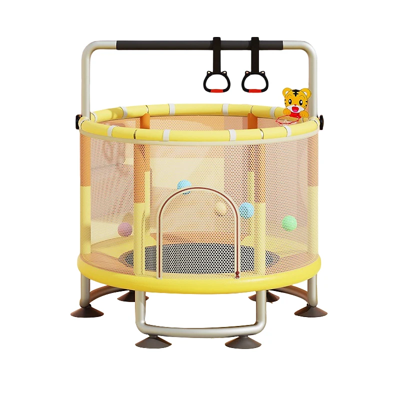 High Load Bearing Strong Professional 1.2m Children Home Trampoline With Ring Heightened Safety Guardrail