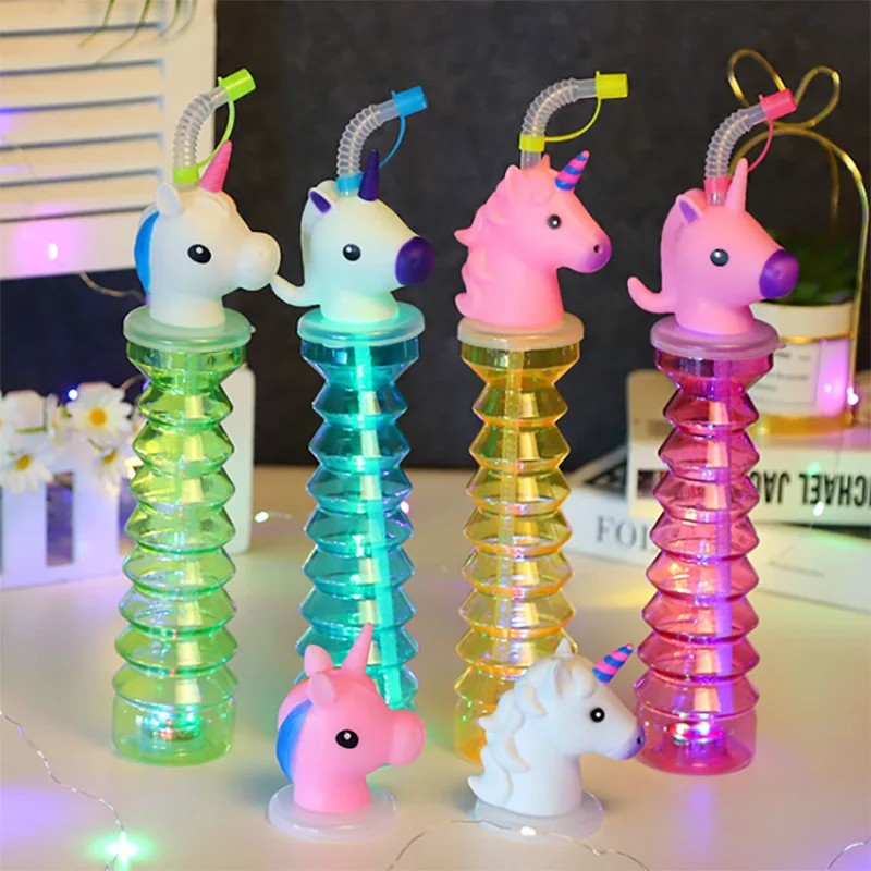 500ml 18oz 16oz palm tree led light up toy fruit character animal tolphin yard glass slush ice cup with straw