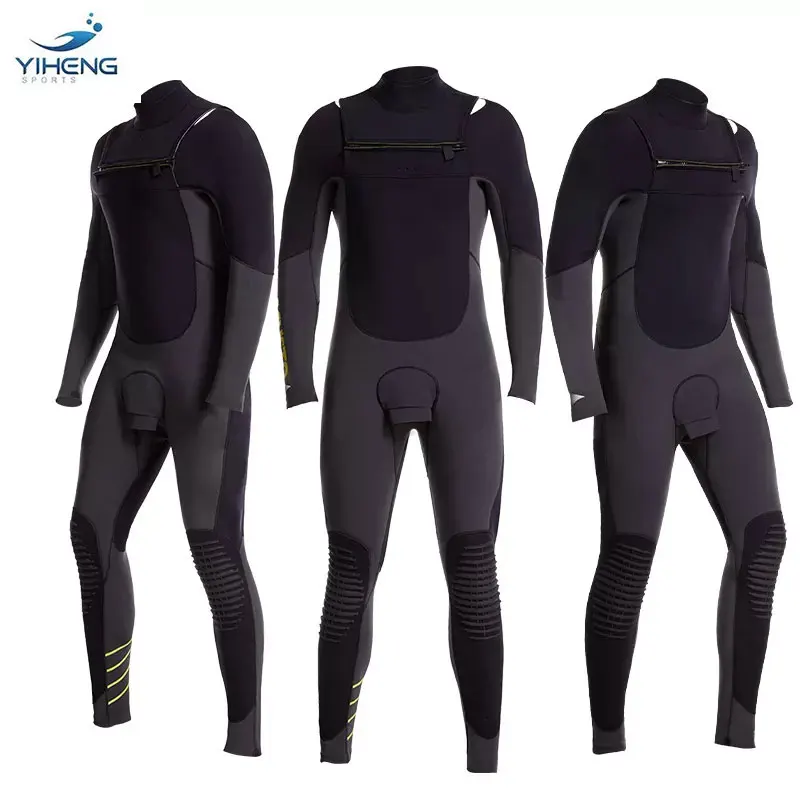 YIHENG Customized Chest Zip SCR 5mm 7mm Neoprene Breathable Long Sleeve Wetsuit for Men