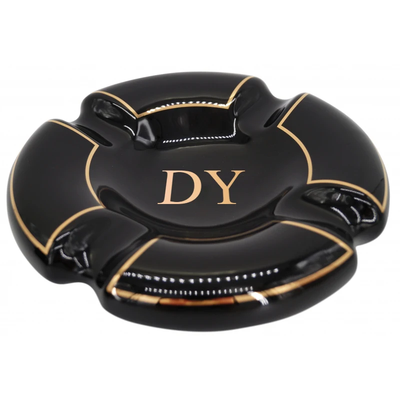 Custom wholesale unique big cigar ashtray custom logo ceramic ashtray with lighter