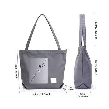 Wholesale Large Custom Cotton Shopping Canvas Tote Bag Custom Printed Logo Own Design With Pocket and Zipper