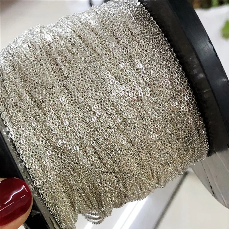 GP flat cable chains S925 Silver for permanent jewelry chains Factory wholesale for DIY bracelet jewellery silver chains