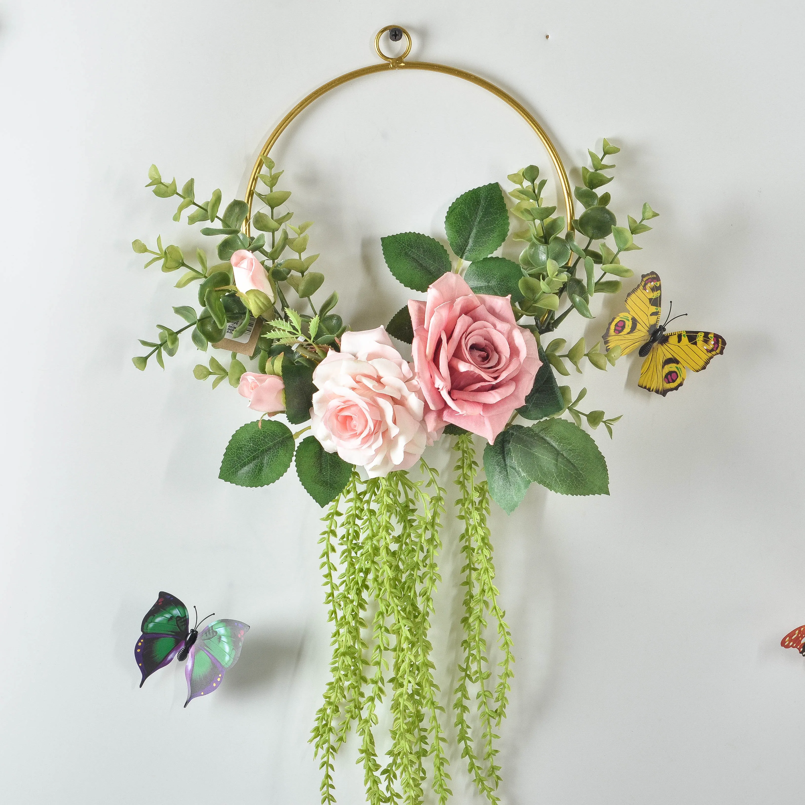 Hot Flower Garlands Creative Tapestry Wreaths Round Golden Geometric Wall Hanging Corridor Decoration Winice New Rose powder