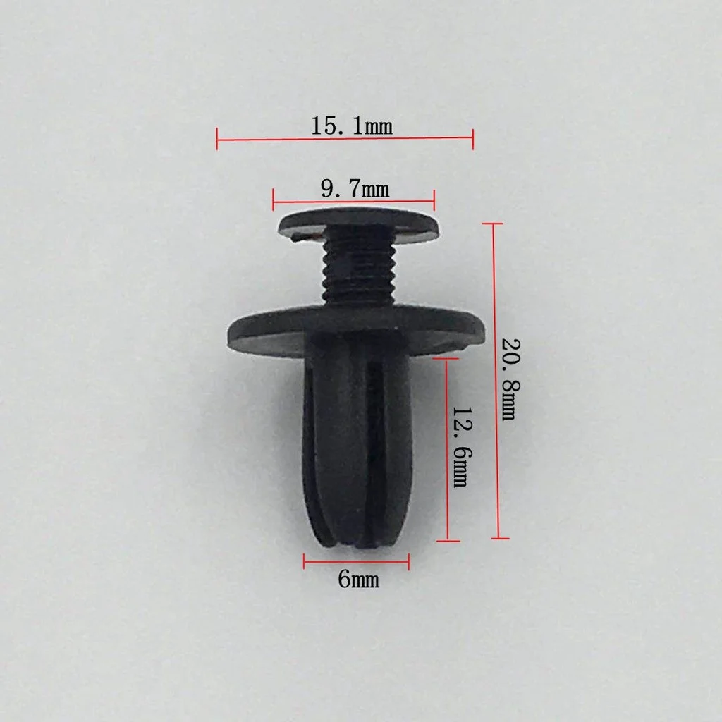 100PCS/bag  6mm  clips plastic fasteners for Chery BYD KIa HYUNDAI e46 m3 Engine Cover Clips