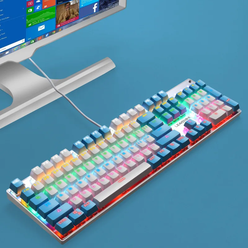  Механическая игровая клавиатура RGB Радужная баллон светодиодной подсветкой проводная с красные переключатели для Windows консоль