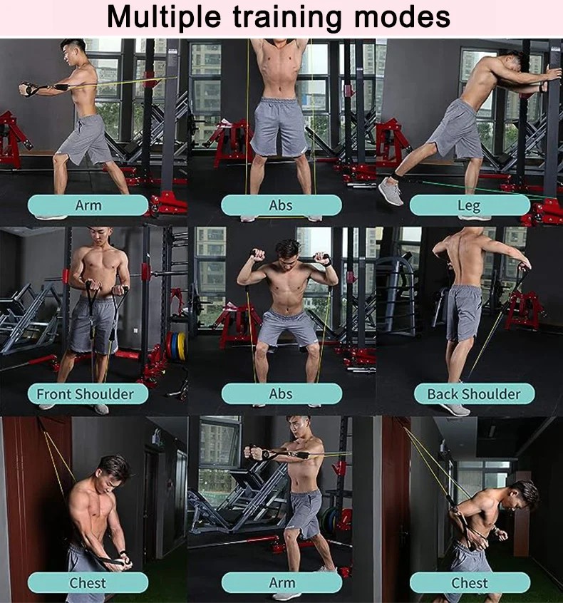 Customize 11 pcs 150lbs pull rope stretch resistance bands set fitness tube for home gym yoga pilates abs exercise