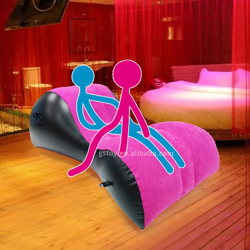 PVC flocked lover sexy air bed sofa blow up S shaped lounger inflatable love sofa