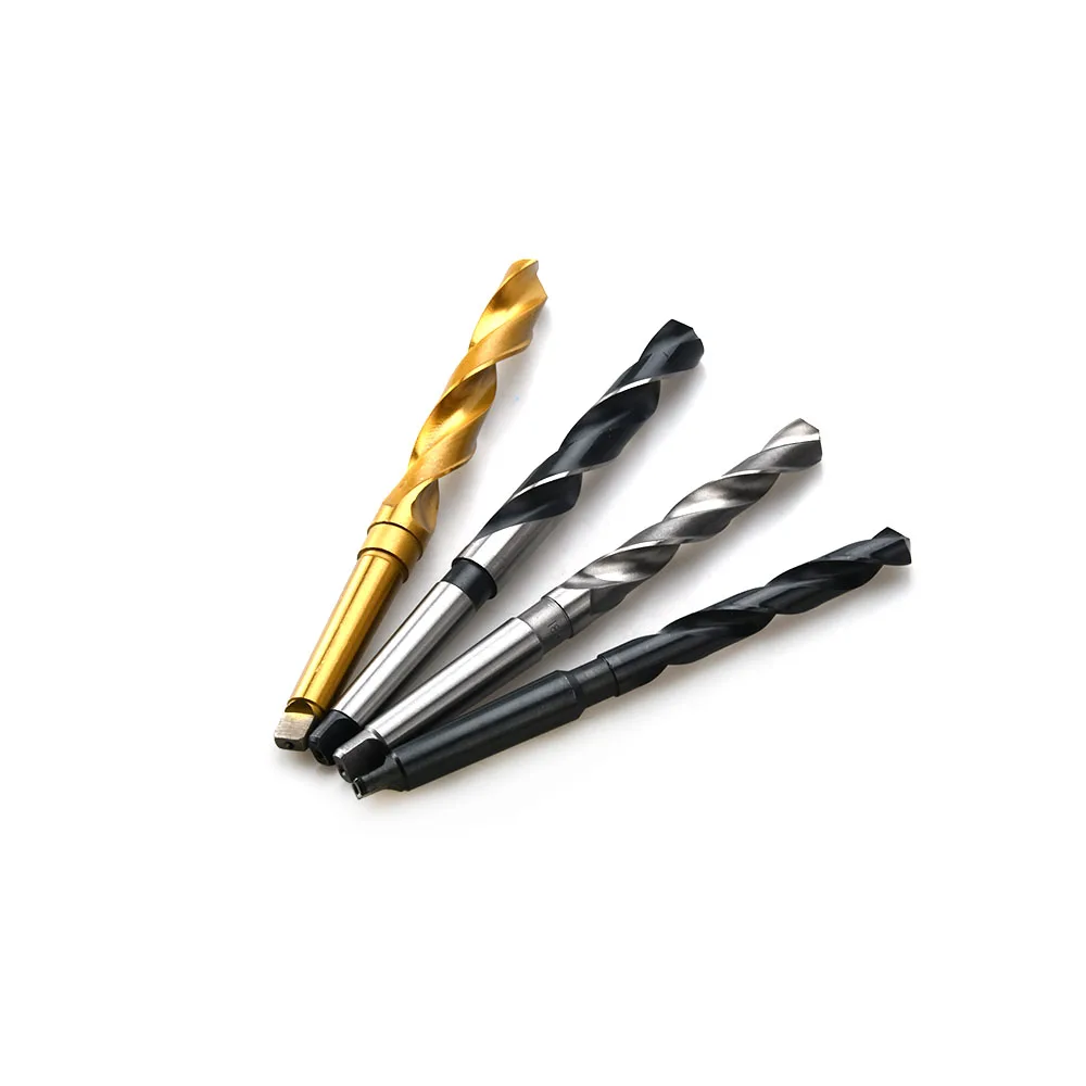 Naipu DIN345 HSS 10Pcs 14.5-23mm Black&Bright Morse Taper Shank Twist Drill Bit Set with Blue Metal Box for Metal Drilling