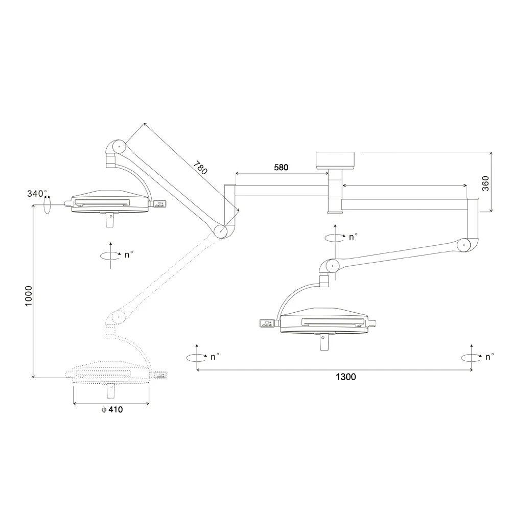 Chenwei Shadowless Operating Lamp Double Arms LED Medical Lamp Led Ceiling LED Operating Lamp Surgical Light