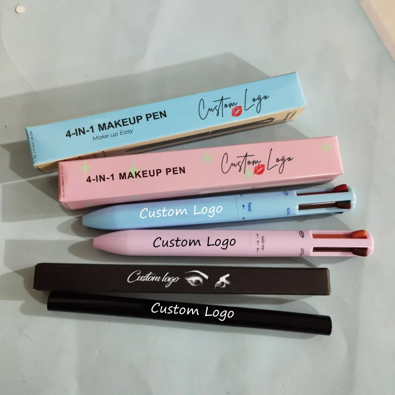 Wholesale Private Label 4 In 1 Makeup Pen Eyeliner Lipliner Eyebrow Highlighter Pen Cosmetic Pencil