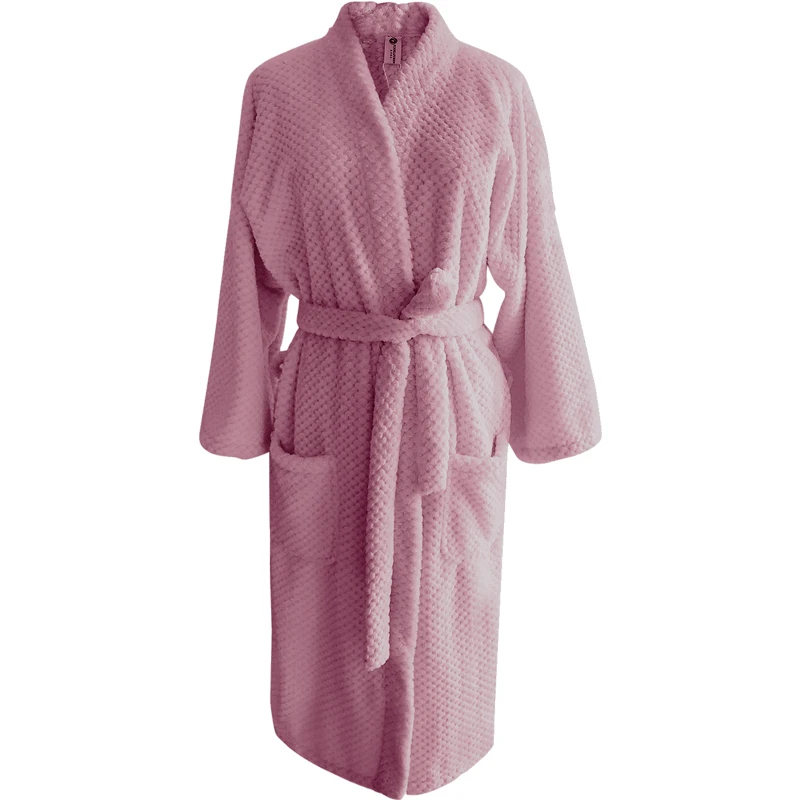 Оптовая продажа, банный халат с V-образным вырезом, мягкий плюшевый халат, спа-халат, Женский флисовый халат с индивидуальным логотипом