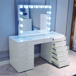 Stock in US! Docarelife Modern Hollywood Furniture Lighted Makeup Mirror Vanity Dressing Table