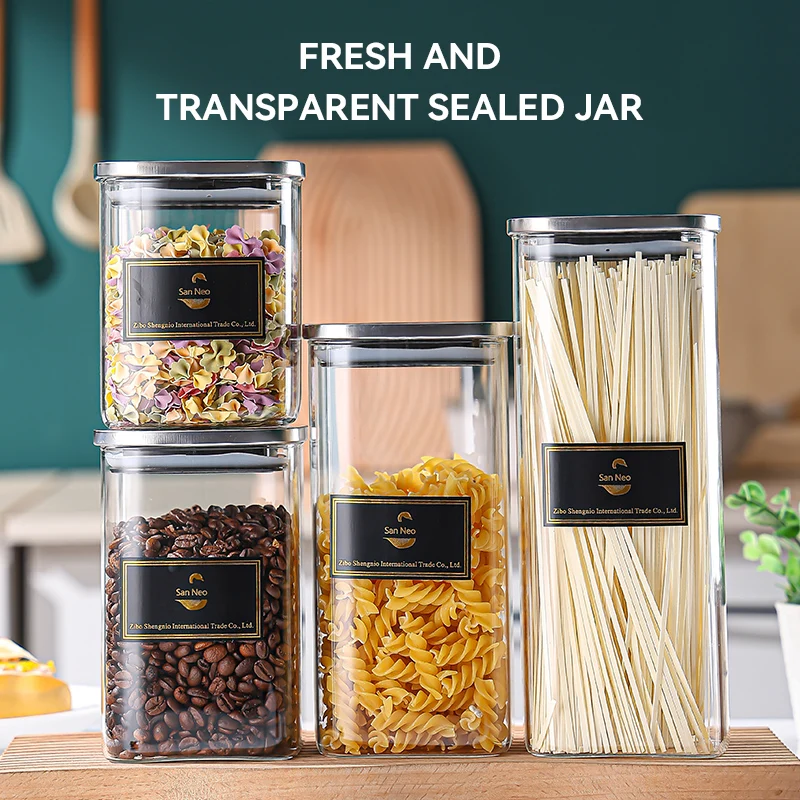 Excellent Quality Glass Spaghetti Candy Biscuit Storage Containers Glass Storage Jars 1.5l