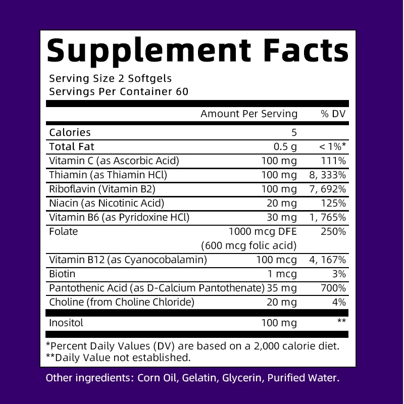 Assists Nervous System Health Food supplement 120pcs Vitamin B Complex Capsule OEM ODM  Capsule