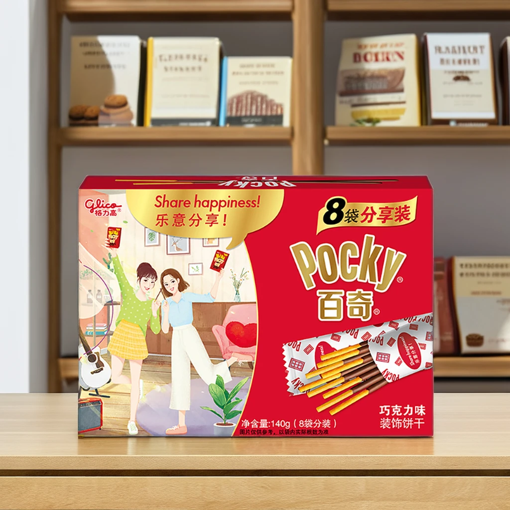 Hot Selling Pocky 140g Chocolate Milk Stick Sweet Cream Fruit Cheese Cream Sandwich Box Rolled Sugar Similar Biscuits Crackers