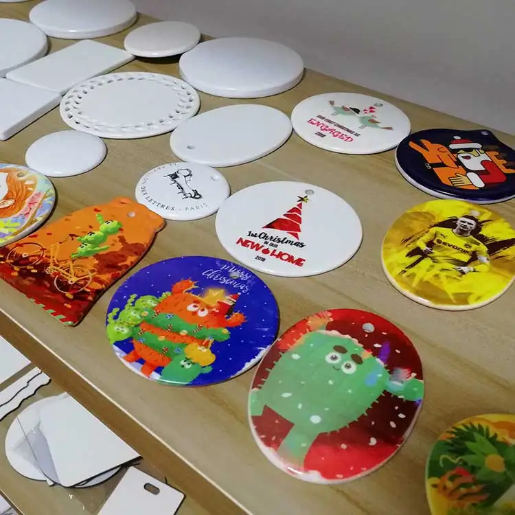 Factory Price Custom DIY Blank Personalized Printed Christmas Decoration Ceramic Ornaments For Sublimation