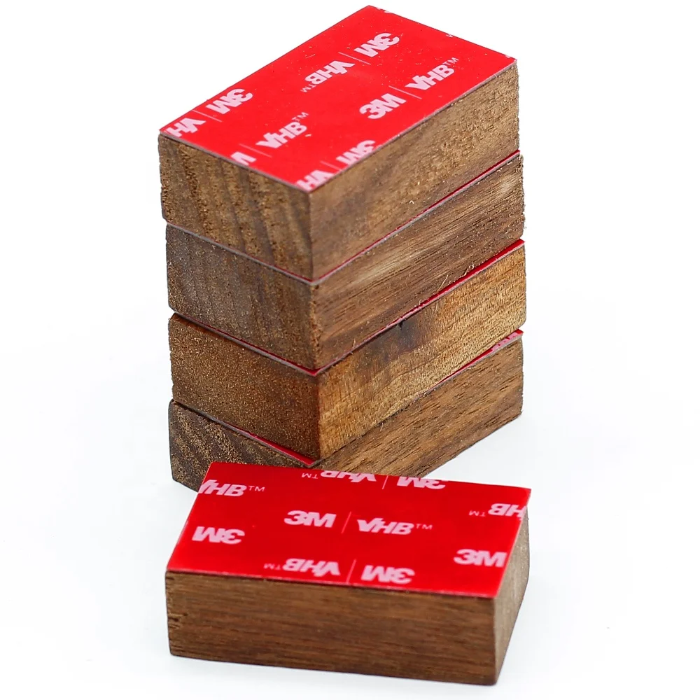 Wooden Walnut Block Magnetic Knife Holder For Wall - STRONG Neodymium Magnets & Adhesive Strip