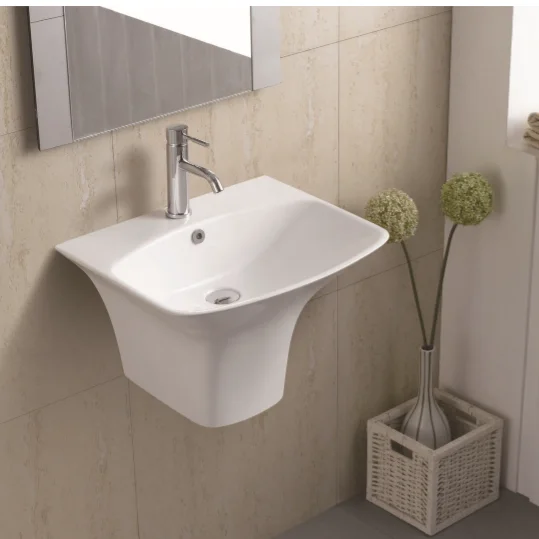 Sauqre Shape Ceramic Wall hung Wash Basins  Bathroom Sink