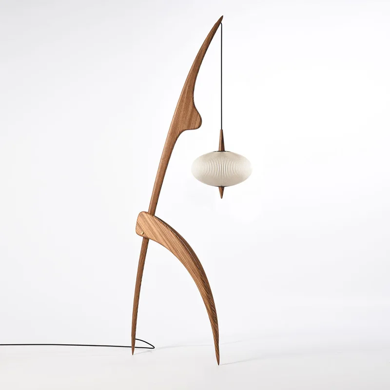 Ancient style walnut floor lamp retro designer living room bedroom bed creative home-stay hotel Japanese Floor lamp