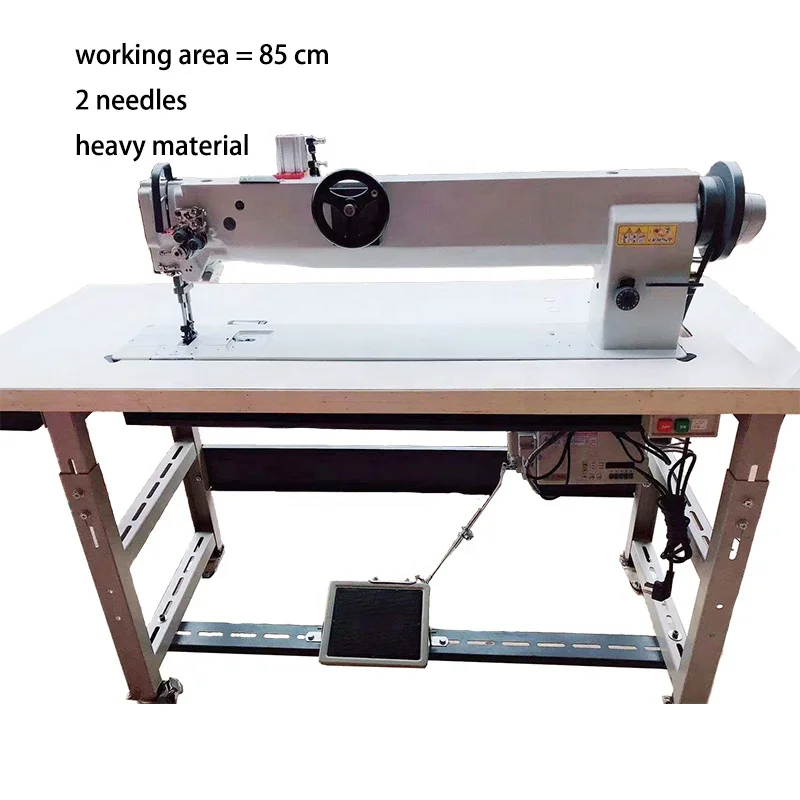 Extra long arm double needle sewing machine for heavy duty material trisynchronous walking foot sewing machine for tents