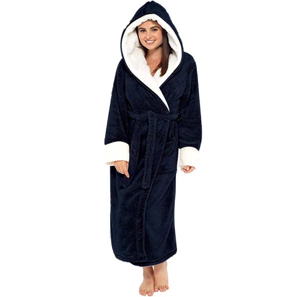 Women Bathrobe Lingerie Nightgown Thick Warm Robe Winter plus size women night dress Pajamas Flannel Bath Robe Sleepwear