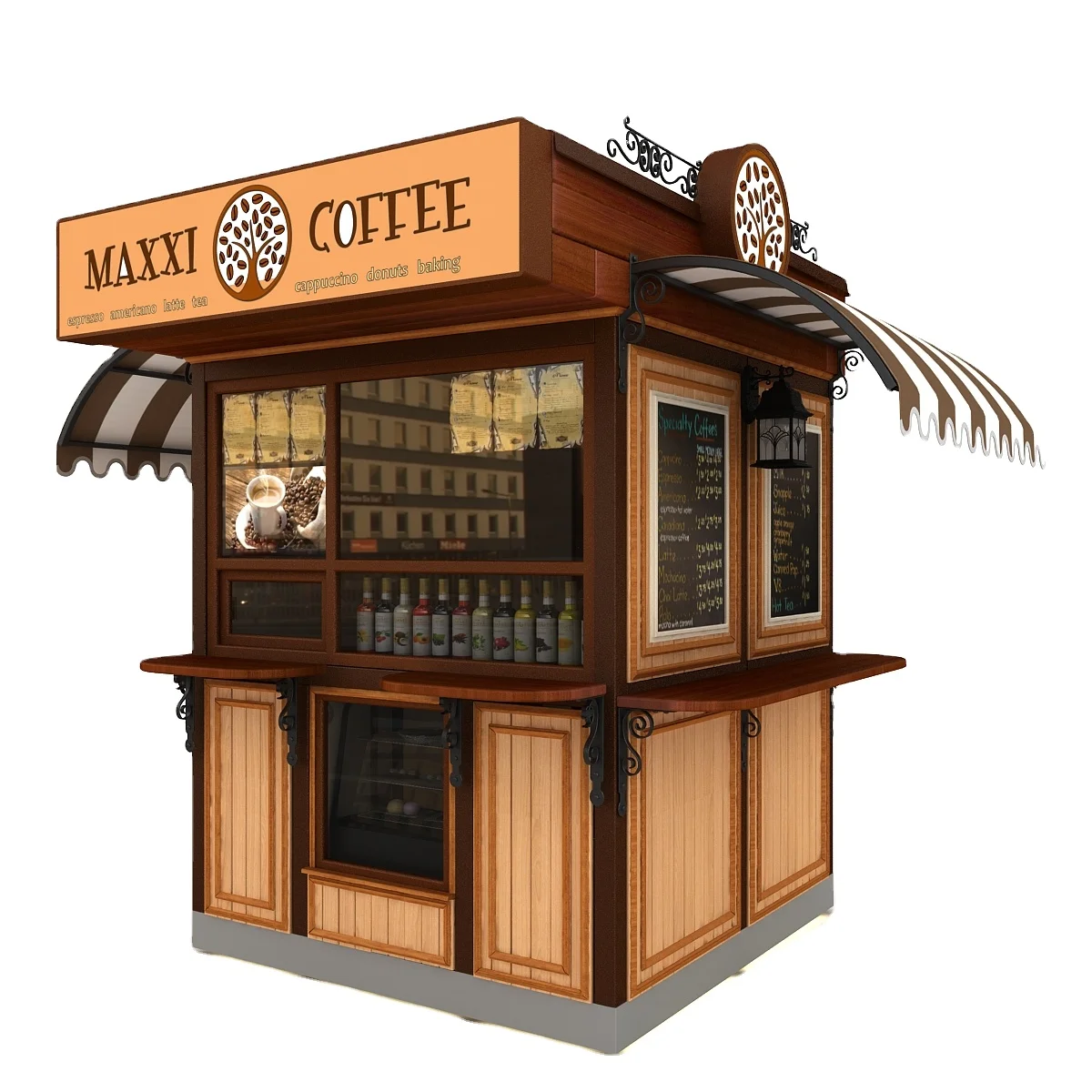 outdoor strawberry kiosk food chocolate shawarma display booth for sale
