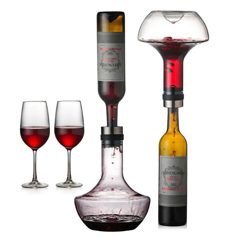 1L Airtight Crystal Glass Wine Aerator Carafe Reusable Lead-Free Decanter with Stainless Steel Lid for Red Wine Wholesale Ready